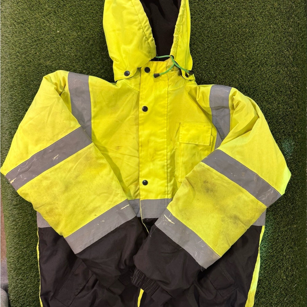 High-Visibility Safety Jacket - Yellow with Gray Reflective Stripes